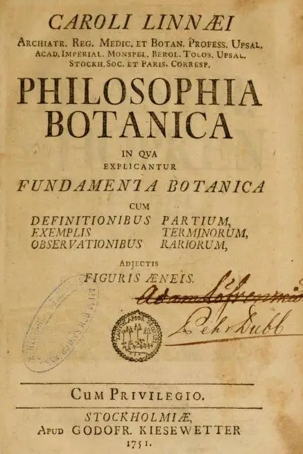 Carl Linnaeus, PhilosophiaBotanica, 1751