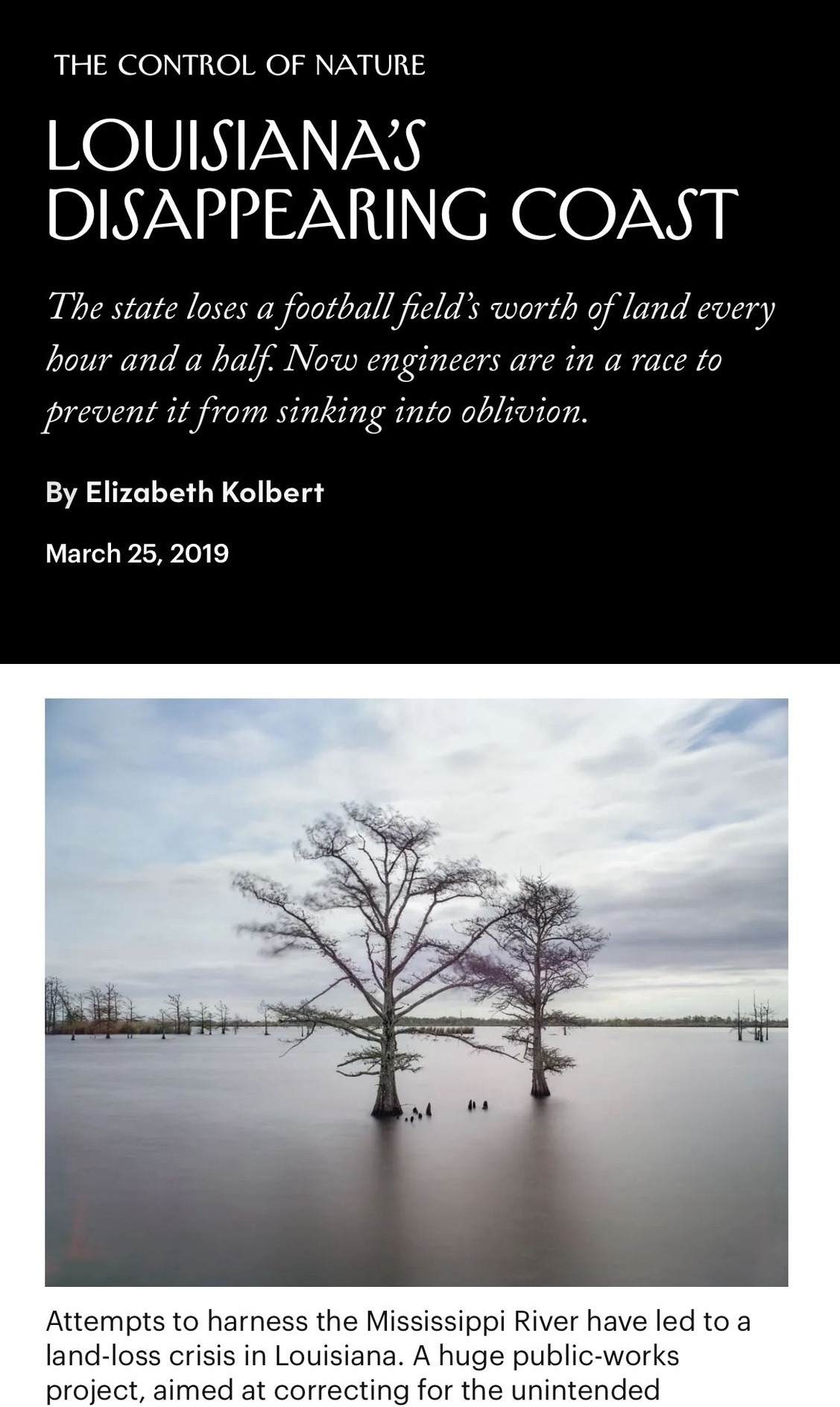 Louisiana's Disappearing Coast by Elizabeth Kolbert, The New Yorker