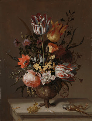 Still Life with a Vase of Flowers and a Dead Frog by Jacob Marrel, 1634